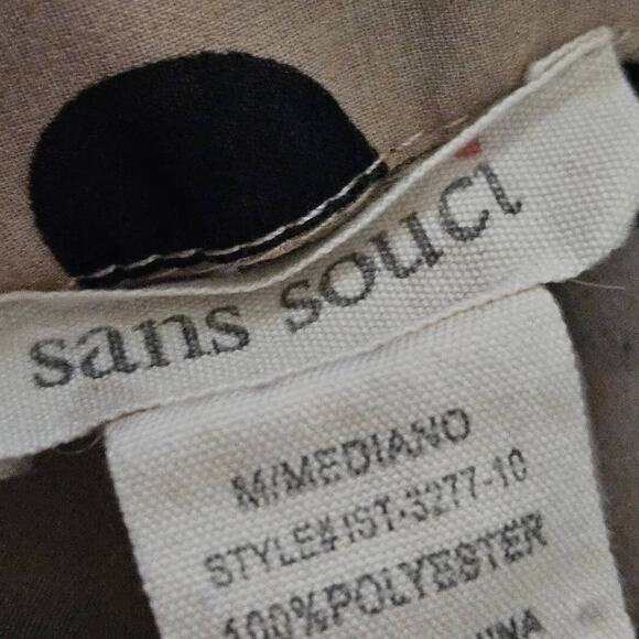 Cream and Black Polka Dot Sleeveless Blouse Size Medium - Picture 3 of 4